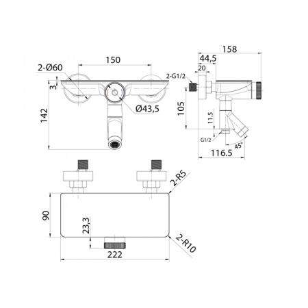 Смеситель для ванны IDDIS Push Control Shelfy SHESBBTi02WA с управлением