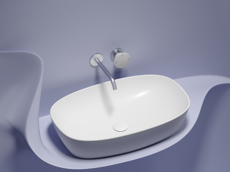 Умывальник чаша накладная овальная Ceramicanova Element 600*380*138мм, Белый матовый, CN6049MW