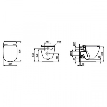 Унитаз подвесной Ideal Standard Tesi Aquablade T007901