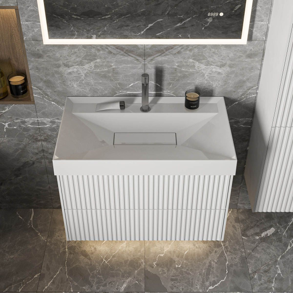 Тумба под умывальник Belux подвесная Сиртаки 60-02, Белый глянцевый