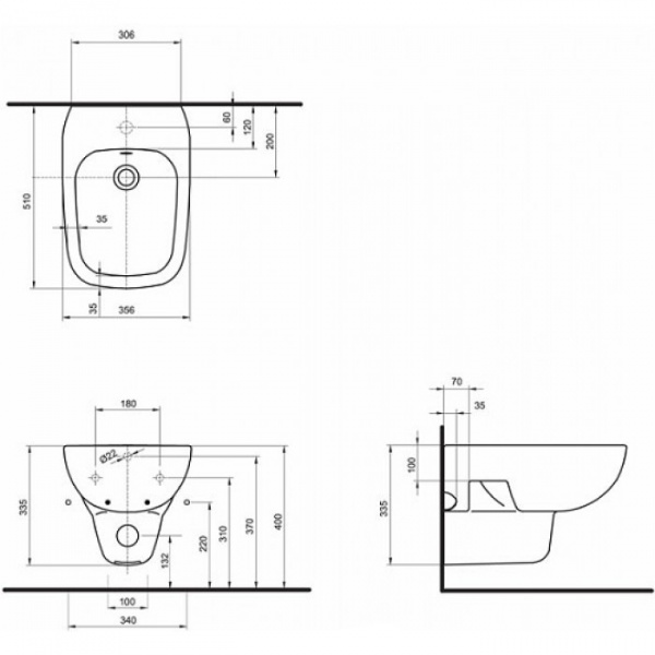 Биде подвесное Kolo Style L25100900 51х36х40 с переливом