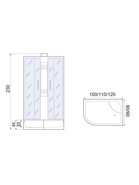 Душевая кабина МОНОМАХ МОНОМАХ XL Б/К 120/90/44 МЗ R 1200х900х2300мм