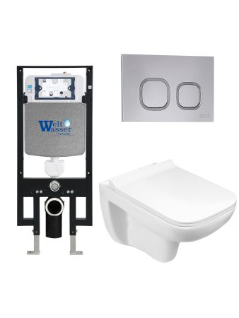 Унитаз с инсталляцией WeltWasser AMBERG 497 + KEHLBACH 004 GL-WT + AMBERG RD-CR