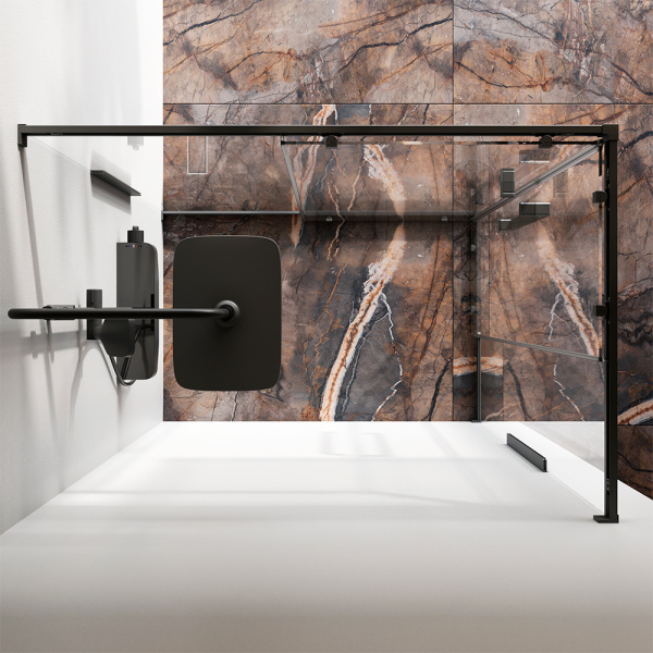 W84G-403-12080-BТ Душевое ограждение AM.PM Func Square Slide 120х80, черный, прозрачное