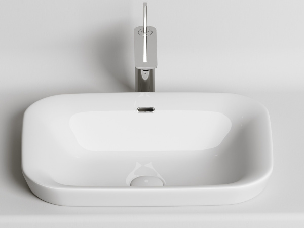 Умывальник прямоугольный встраиваемый сверху в столешницу Ceramicanova Element 580*400*150мм, Белый, CN6041