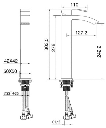 Смеситель для умывальника Vivi Felice 1025 B cromo-bianco