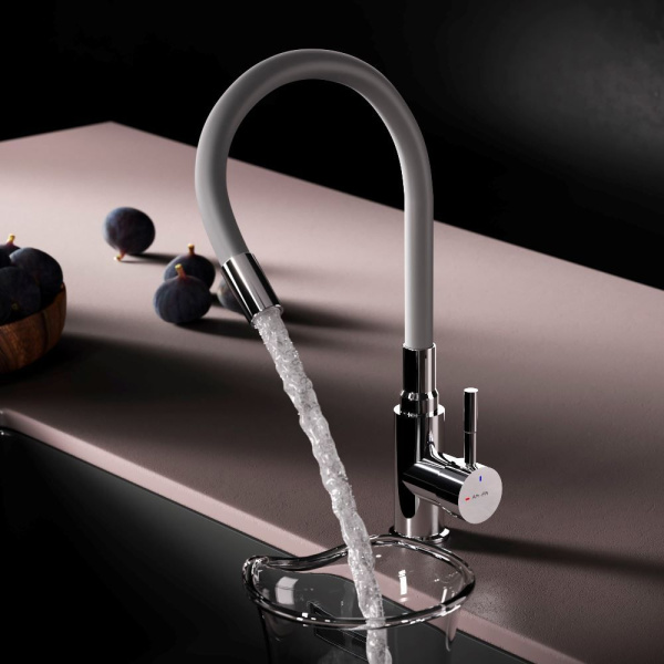 F85B07605 X-Joy S, Смеситель для кухни AM.PM с гибким изливом, серый/хром