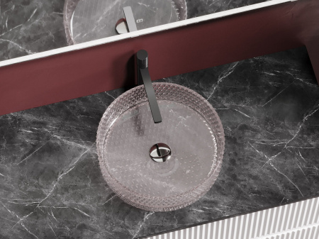 Умывальник чаша накладная круглая Ceramicanova Cristal 360*360*112мм, розовый, CN6061