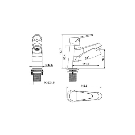Смеситель для раковины WONZON & WOGHAND, Белый матовый (WW-A40212-MW)