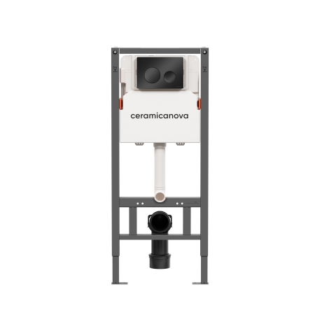 Система инсталляции для унитазов CERAMICANOVA Balance с кнопкой смыва Circle, цвет черный матовый, с креплениями, CN121001MB