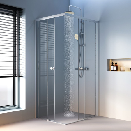 W94G-403-10080-MТ Душевое ограждение AM.PM X-Joy Square Slide 100х80, мат хром, прозрачное