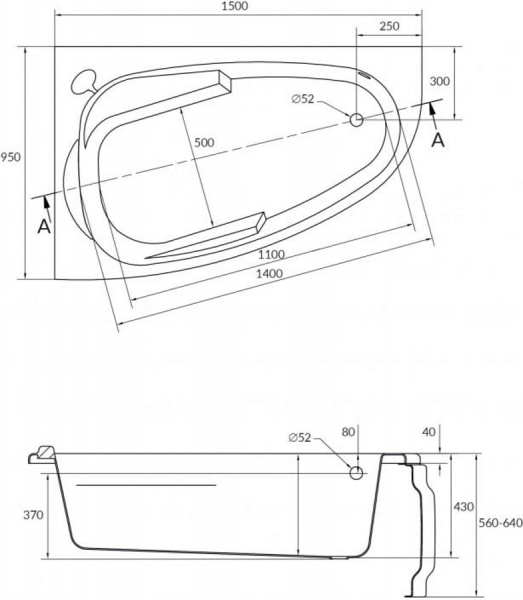 Акриловая ванна Cersanit Joanna 150x95 L WA-JOANNA*150-L-W