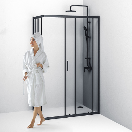 W93G-404-120280-BT Gem S Twin Slide Душевое ограждение AM.PM 120x80, профиль черный мат