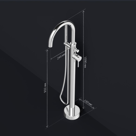 F7514100_xxx Sense, Смеситель для ванны и душа AM.PM, отдельностоящий, хром,