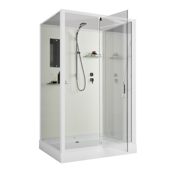 Душевая кабина Niagara Standart ST120/90/15Q/BK (120х90х200) прямоугольник,поддон 15см,распашная,проф.белый,без крыши