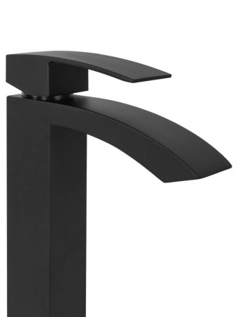 Cмеситель для раковины Высокий Hansberge H2077 Черный матовый