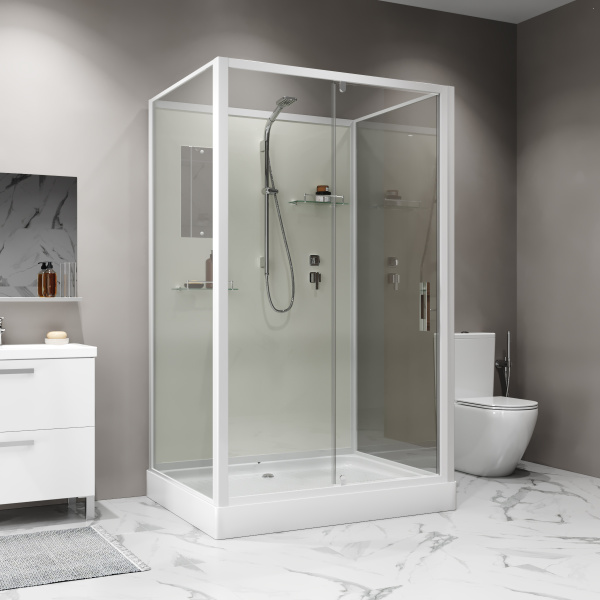 Душевая кабина Niagara Standart ST120/90/15Q/BK (120х90х200) прямоугольник,поддон 15см,распашная,проф.белый,без крыши