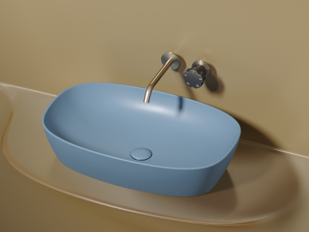 Умывальник чаша накладная овальная Ceramicanova Element 600*380*138мм, Голубой матовый, CN6049ML
