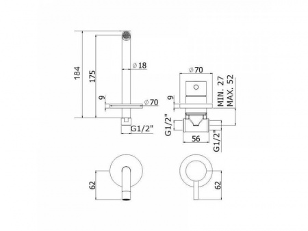 Смеситель скрытого монтажа для умывальника Paffoni Light LIG006ST70