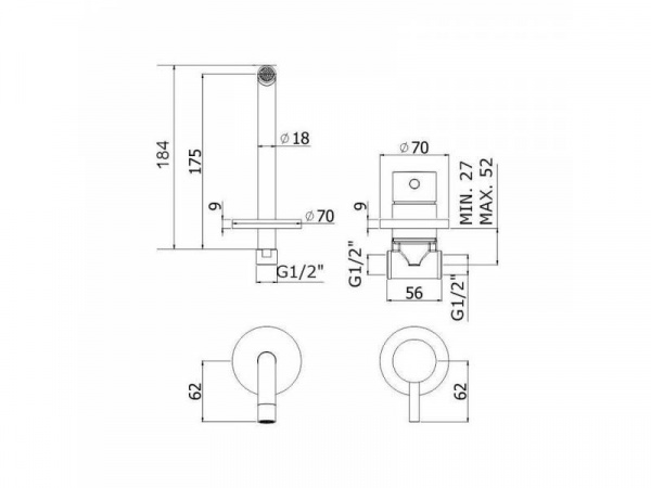 Смеситель скрытого монтажа для умывальника Paffoni Light LIG006ST70