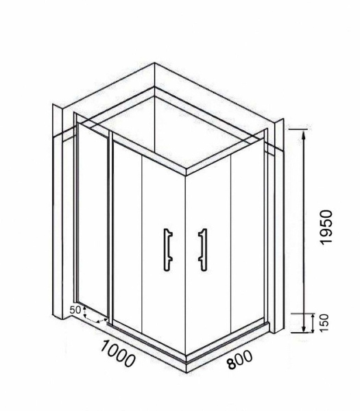 Душевой уголок PARLY QZ81S 80x100x195см с поддоном