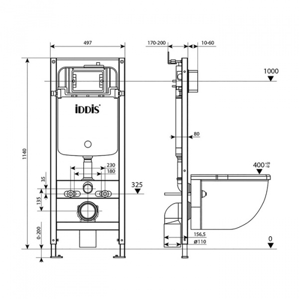 Комплект инсталляции и унитаза IDDIS 5 в 1 OPH0000i32KBILD