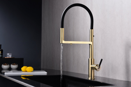 Смеситель для кухни Paulmark TORNADO To213402-SBG, светлое брашированное золото