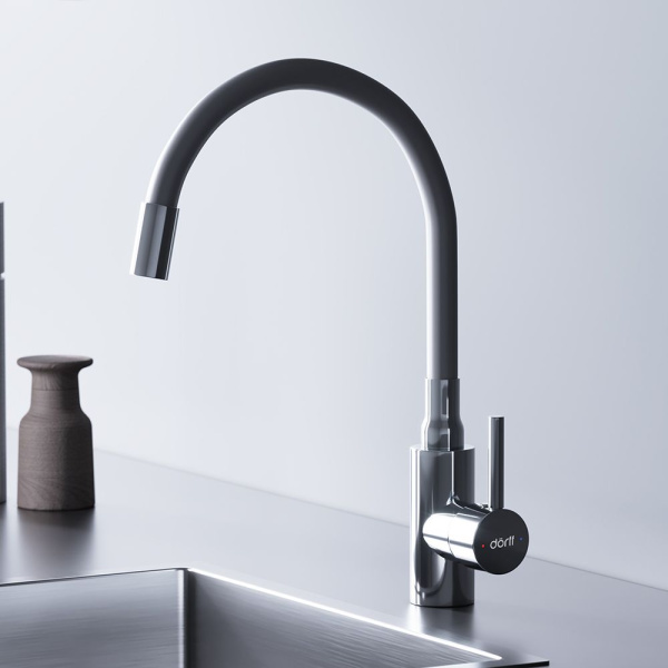 D3007633 Logic Кухонный смеситель Dorff с гибким изливом, белый