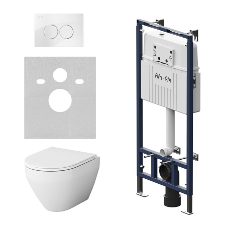 IS100101.701700 Инсталляция MasterFit с клавишей L глянц белый с подвесным унитазом Spirit V2.0 FlashClean с си