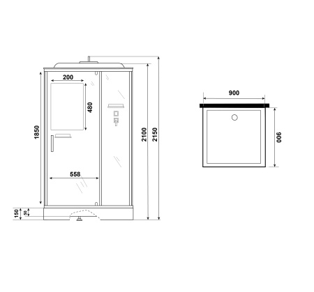 Душевая кабина Niagara Standart ST90/15Q (90х90х215) квадрат,поддон 15см,распашная,проф.белый
