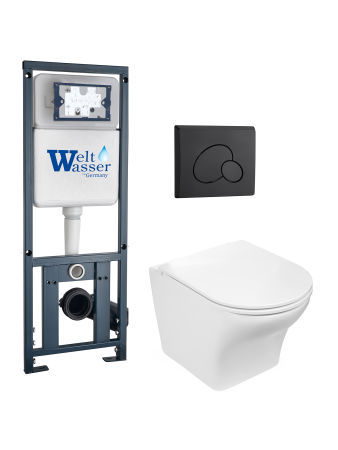 Комплект инсталляции с унитазом Weltwasser MARBERG 410 + ODENBACH 004 GL-WT + MAR 410 RD MT-BL