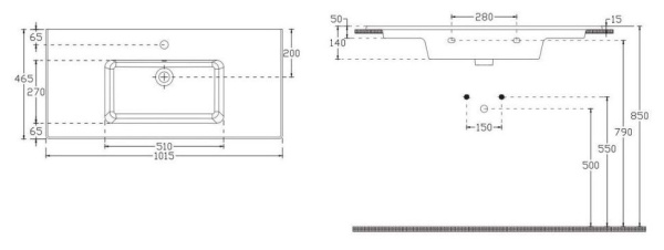 Раковина ISVEA SistemaT накладная 1015*465*140 1 цвет белый 10SL50101SV
