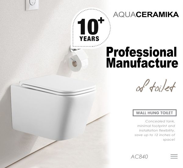 Безободковый подвесной унитаз AQUACERAMIKA TEOS AC840