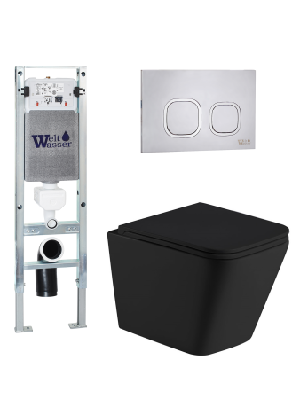 Комплект инсталляции с унитазом Weltwasser AMBERG 350 ST + GELBACH 043 MT-BL + AMBERG RD-MT CR