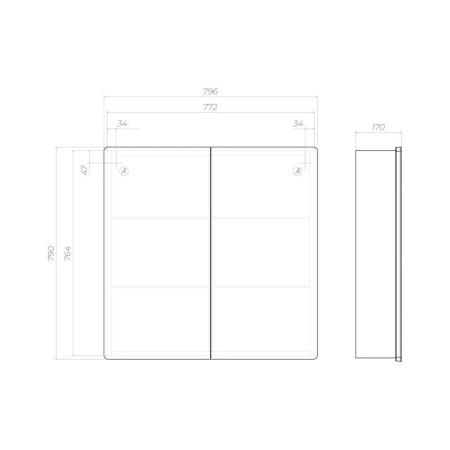 Зеркальный шкаф VIGO Geometry 118, 80 см