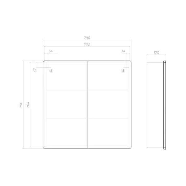 Зеркальный шкаф VIGO Geometry 118, 80 см