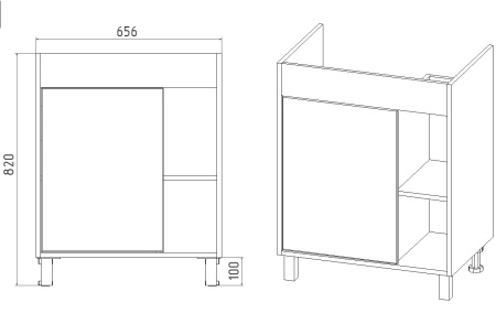 Тумба VIANT "Бостон" COMO 70 1 ств графит 425х655х820 (VBOS70COG-T1ST)