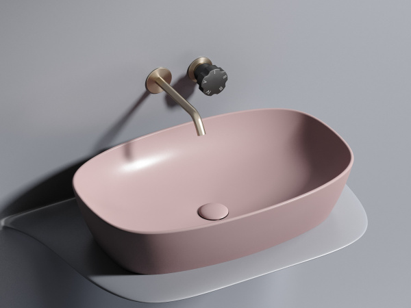 Умывальник чаша накладная овальная Ceramicanova Element 600*380*138мм, Розовый матовый, CN6049MP