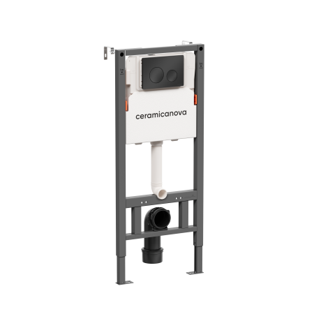 Система инсталляции для унитазов CERAMICANOVA Balance с кнопкой смыва Circle, цвет черный матовый, с креплениями, CN121001MB