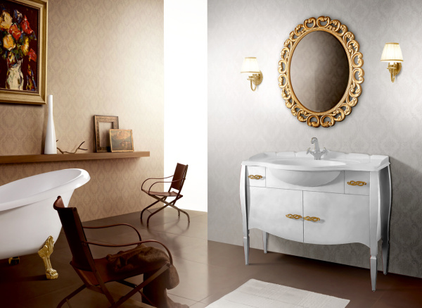 Тумба под умывальник Belux Бари Н 105-02 Белый глянцевый