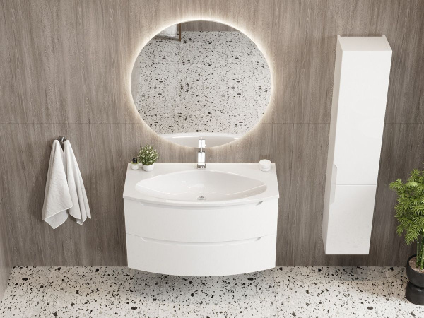 Тумба под умывальник Belux подвесная Ганновер 100-02, белый глянцевый