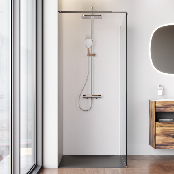 W84WI-100-F1-MTE Душевая перегородка AM.PM Func 100x200, стекло прозр. 8 мм + покрытие, профиль мат хром