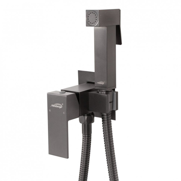 Смеситель встраиваемый с гигиеническим душем Hansberge H3077 Графит