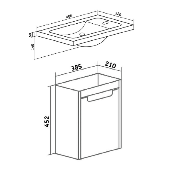 Тумба под раковину Runo  (под умывальник Como 40/ Smart 40) Микра 40 (00000001078)
