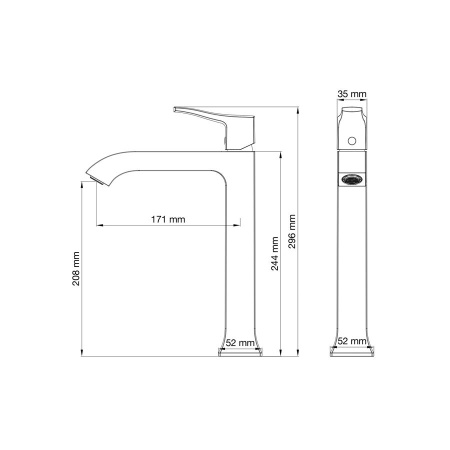 Смеситель для раковины высокий WONZON & WOGHAND, Хром (WW-88019072-CR)