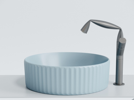 Умывальник чаша накладная круглая Ceramicanova Element 360*360*115мм, голубой матовый, CN6057ML