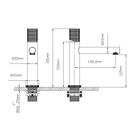 Смеситель для раковины Vincea Groove VBF-4G1BG4, брашированное золото