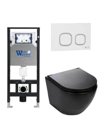 Комплект инсталляции с унитазом Weltwasser AMBERG 506 + MERZBACH 043 MT-BL + AMBERG RD-WT