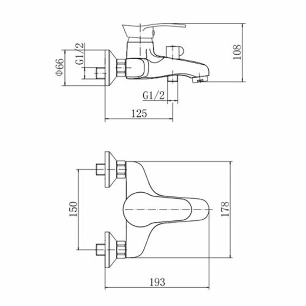 Смеситель для ванны FASHUN A3201, хром