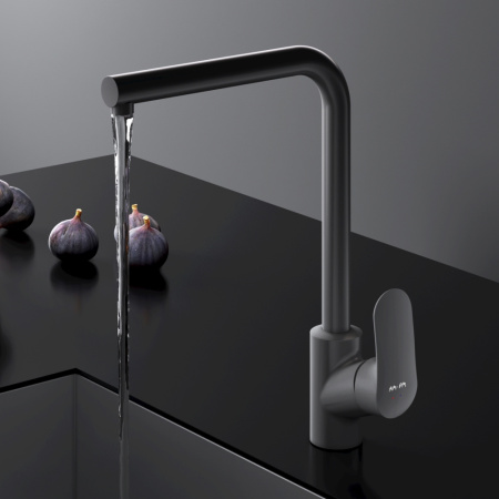 F8005022 Like, Смеситель для кухни AM.PM L-образный излив, черный